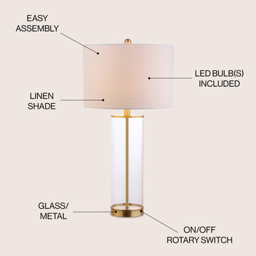 Collins Glass LED Table Lamp - JONATHAN Y